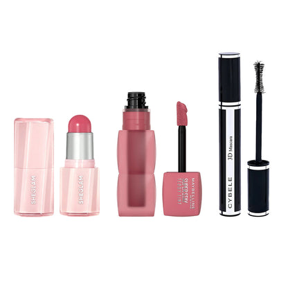 Everyday Makeup Trio – 50% OFF | SHEGLAM Blush + Maybelline Teddy Tint + Cybele 3D Mascara