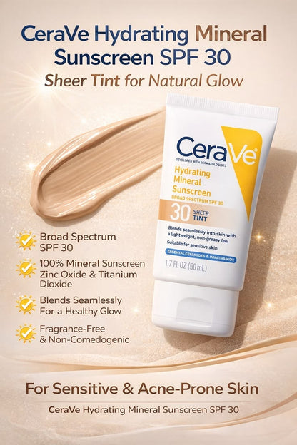 CeraVe Hydrating Mineral Sunscreen SPF 30 – Buy 1, Get 1 Free